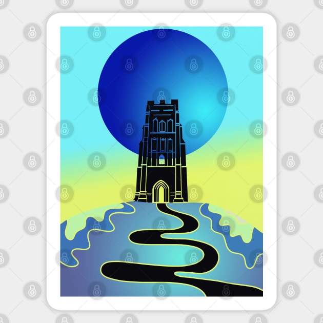 Glastonbury Tor Blu Sticker by GalartCreations